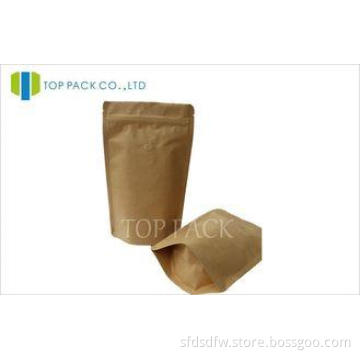 Kraft Paper Stand Up Coffee Pouch Bags , Kraft Zip Bags Foo